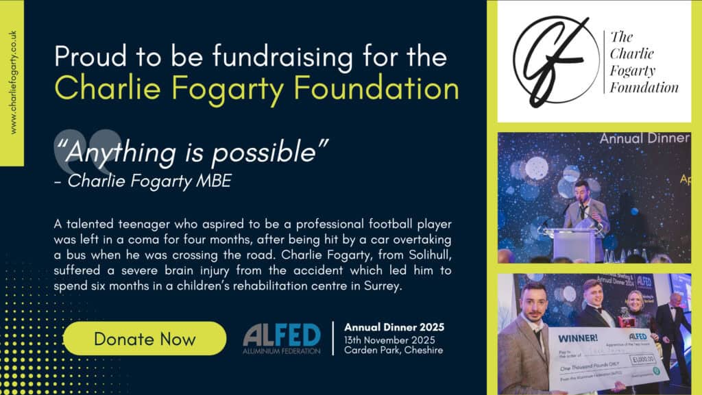 Turning Setbacks Into Comebacks: ALFED Names The Charlie Fogarty Foundation as 2025 Annual Dinner Charity - The Aluminium Federation