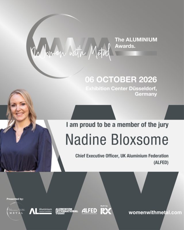 ALFED is delighted to share that our CEO, Nadine Bloxsome, is once again a member of the jury for the @womenwithmetal Awards at ALUMINIUM 2026 in Düsseldorf this October.

These awards play a vital role in recognising the outstanding women, allies and organisations shaping the future of the global aluminium industry through leadership, innovation, sustainability and inclusion. Nadine’s continued involvement reflects ALFED’s commitment to supporting initiatives that highlight excellence across the sector while inspiring the next generation to pursue careers in metals and manufacturing.

The Women with Metal Awards will take place on 6 October 2026 during ALUMINIUM 2026, in partnership with Women With Metal, ALFED and @aluminiuminternationaltoday.

Nadine looks forward to reviewing this year’s nominations and celebrating the individuals and organisations making a meaningful impact across the industry.

#WomenWithMetal #ALUMINIUM2026 #Aluminium #Manufacturing #Leadership #DiversityInIndustry #WomenInManufacturing #CircularEconomy #MetalsIndustry